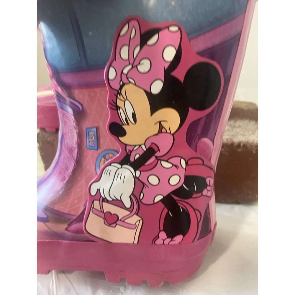 Girls Disney Junior Minnie Rubber Rain Boots-Size 9/10 Kids-Super‎ Cute